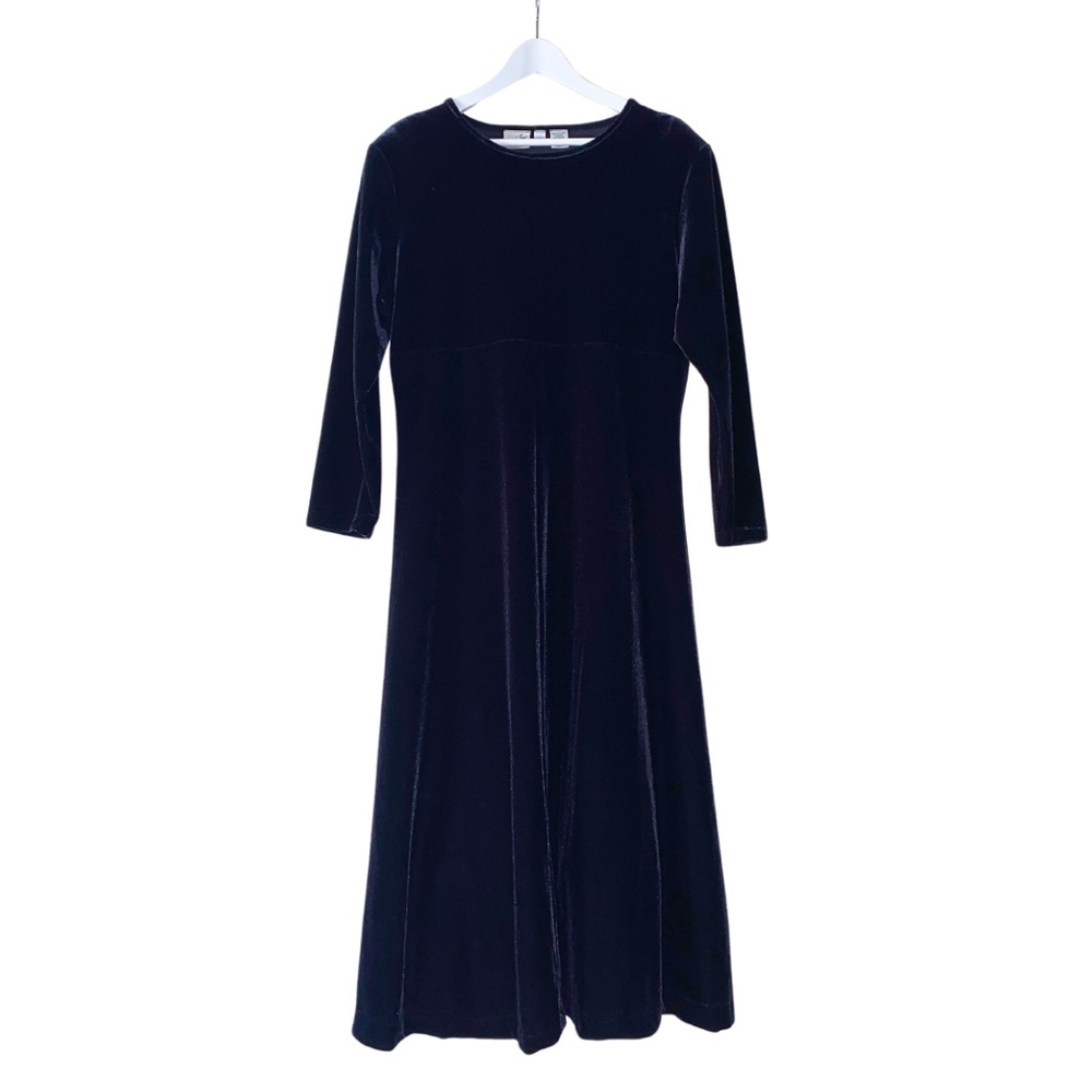 Vintage 90s Jacqueline Ferrar Black Velvet Velour Dress Sz 14 Whimsigoth Holiday